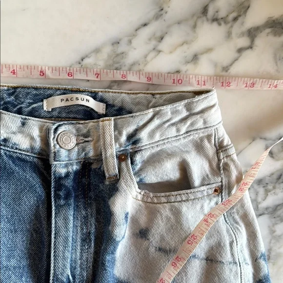 PacSun Blue & White Straight Leg Tie Dye Jeans Women’s size 24 - Picture 6 of 13